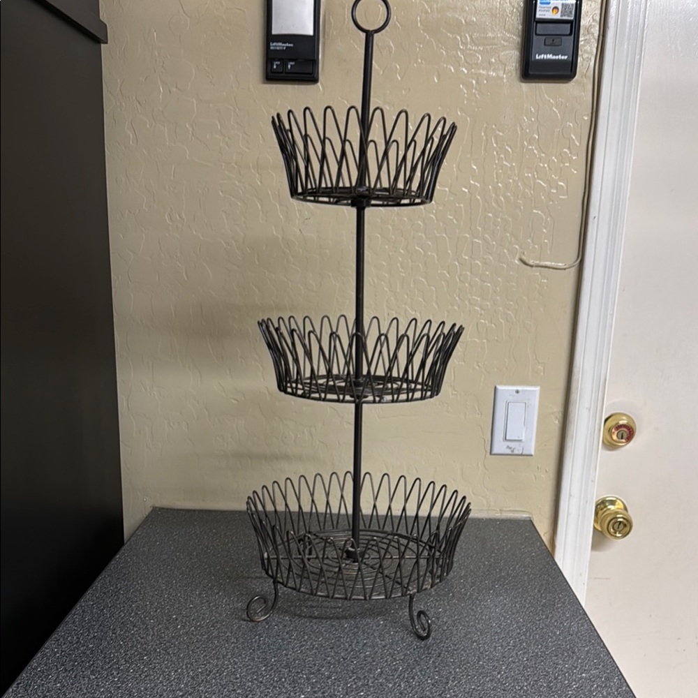 Black Wire Kitchen Organizer with Three Tiers
